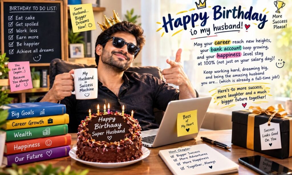 Funny Birthday Wishes for Husband with a Success Twist