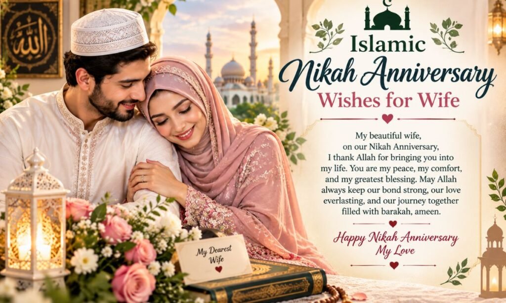 Islamic Nikah Anniversary Wishes for Wife
