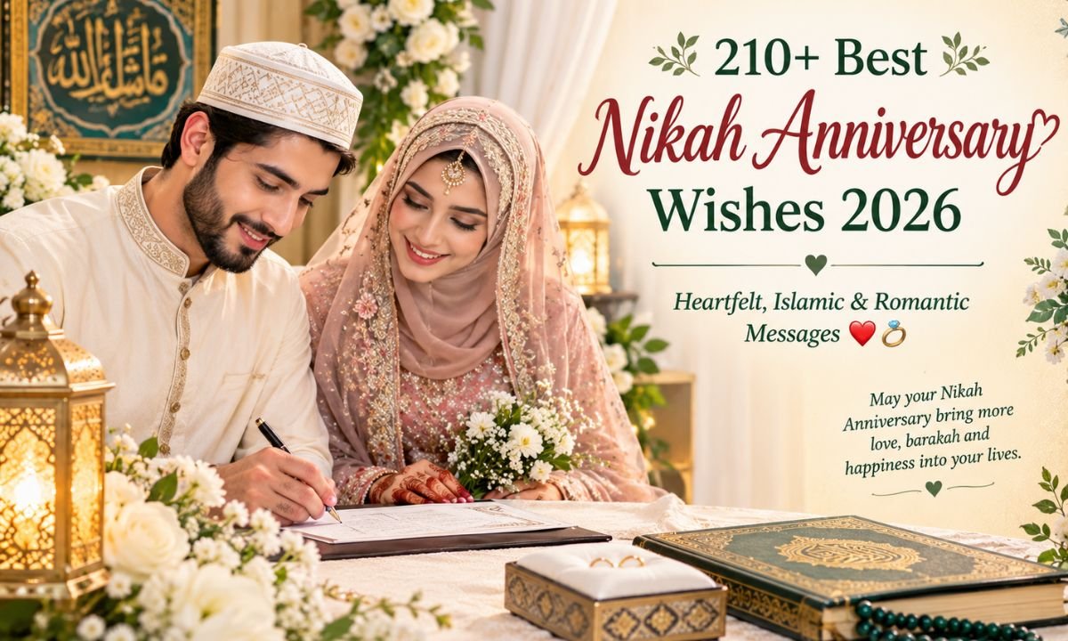 210+ Best Nikah Anniversary Wishes 2026 Heartfelt, Islamic & Romantic Messages